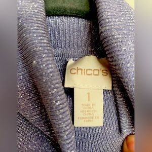Chico's lilac purple mist shimmer metallic silver turtleneck sweater top